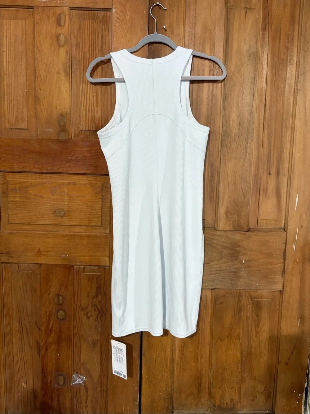 NWT – Lululemon – Ribbed Softstreme Slim-Fit Tank Dress – Light Vapor – Sz. 8